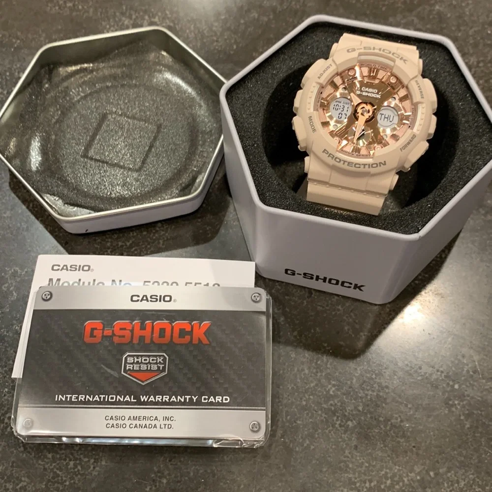 Women's G Shock 5518 Analog-Digital Blush S Peach Resin Strap Watch